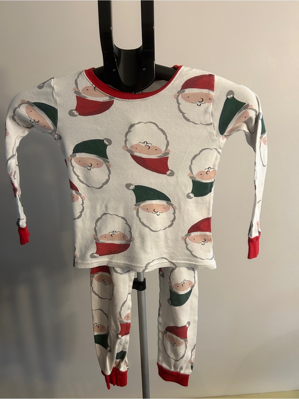 Carter's White Santa Face Pajama Set with Red & Green Accents